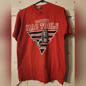 Vintage 80s/90s Mac Tools Single Stitch Shirt. Size L. Red. Made In USA